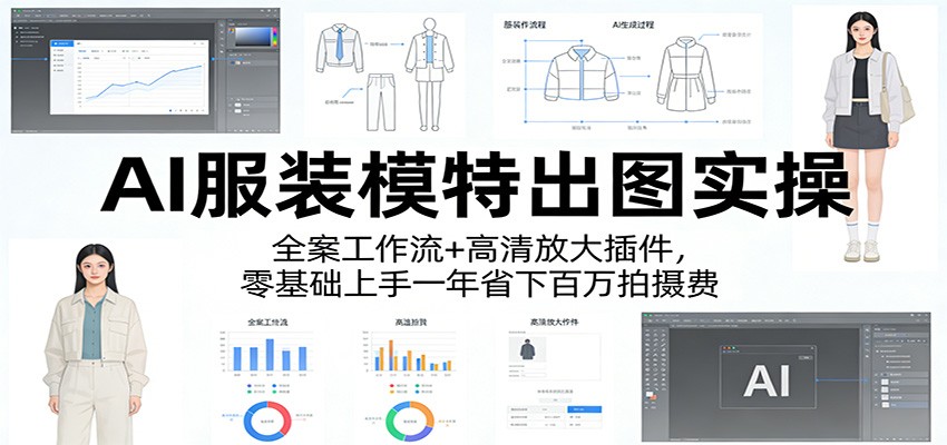 AI服装模特出图实操:全案工作流+ 高清放大插件,零基础上手一年省下百万拍摄费-离锋创库
