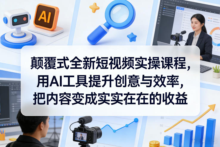 颠覆式全新短视频实操课程，用AI工具提升创意与效率，把内容变成实实在在的收益-离锋创库