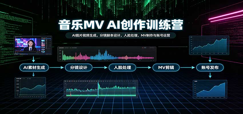 音乐MV AI创作训练营：AI图片视频生成，分镜脚本设计，人脸处理，MV制作与账号运营-离锋创库