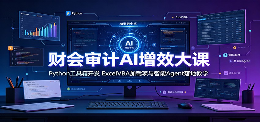 财会审计AI增效大课：Python工具箱开发，ExcelVBA加载项与智能Agent落地教学-离锋创库