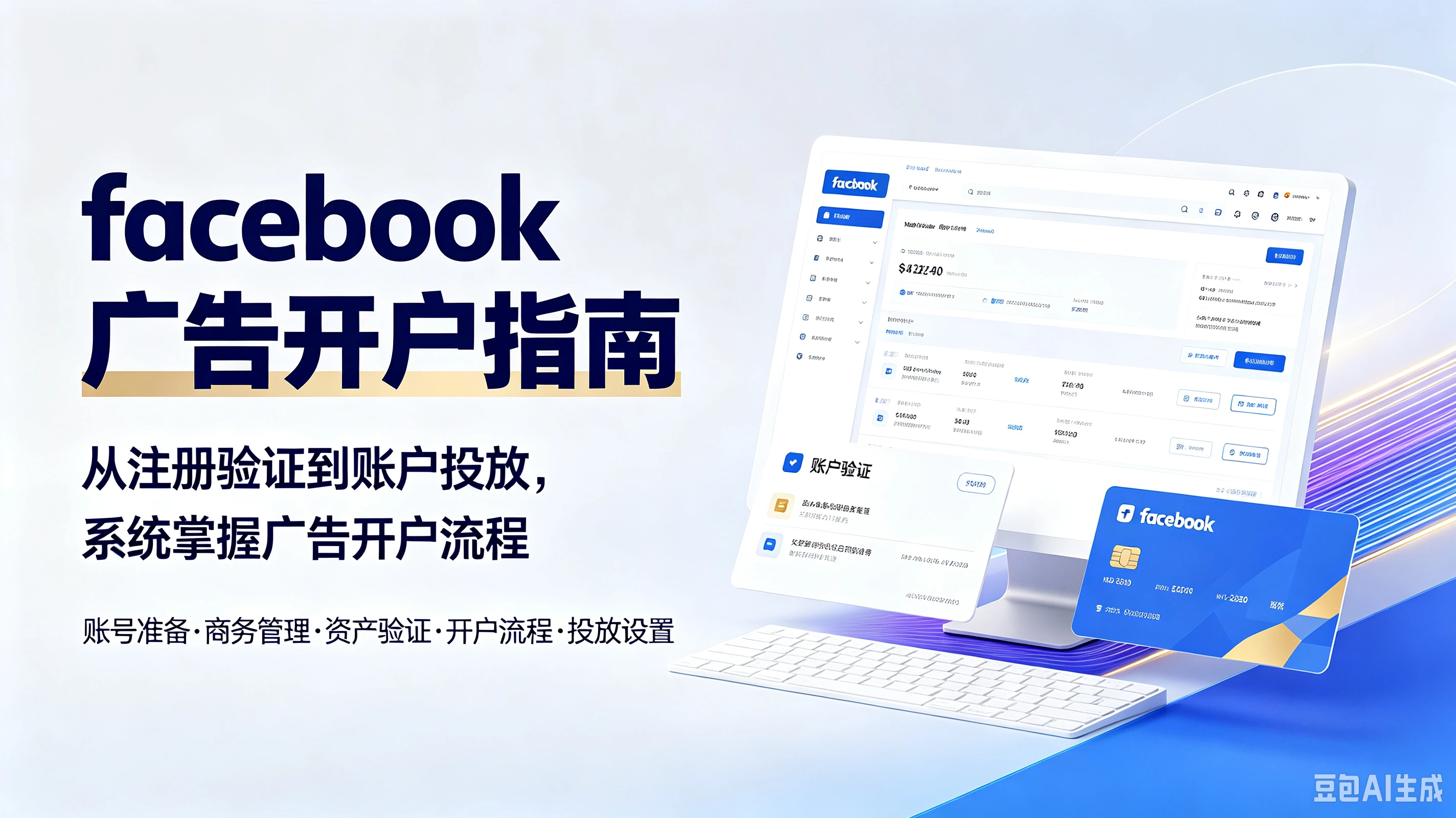 【精】facebook广告开户指南，从注册验证到账户投放，系统掌握广告开户流程，账号准备、商务管理、资产验证、开户流程、投放设置-离锋创库
