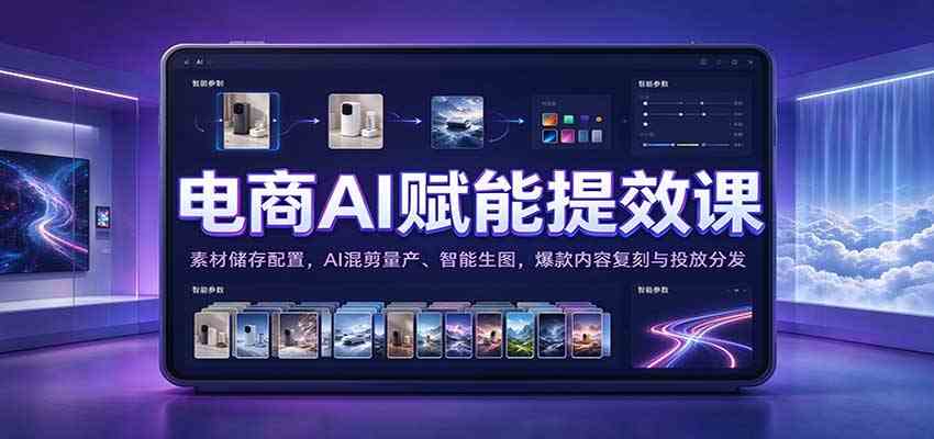 电商AI赋能提效课:素材储存配置,AI混剪量产、智能生图,爆款内容复刻与投放分发-离锋创库