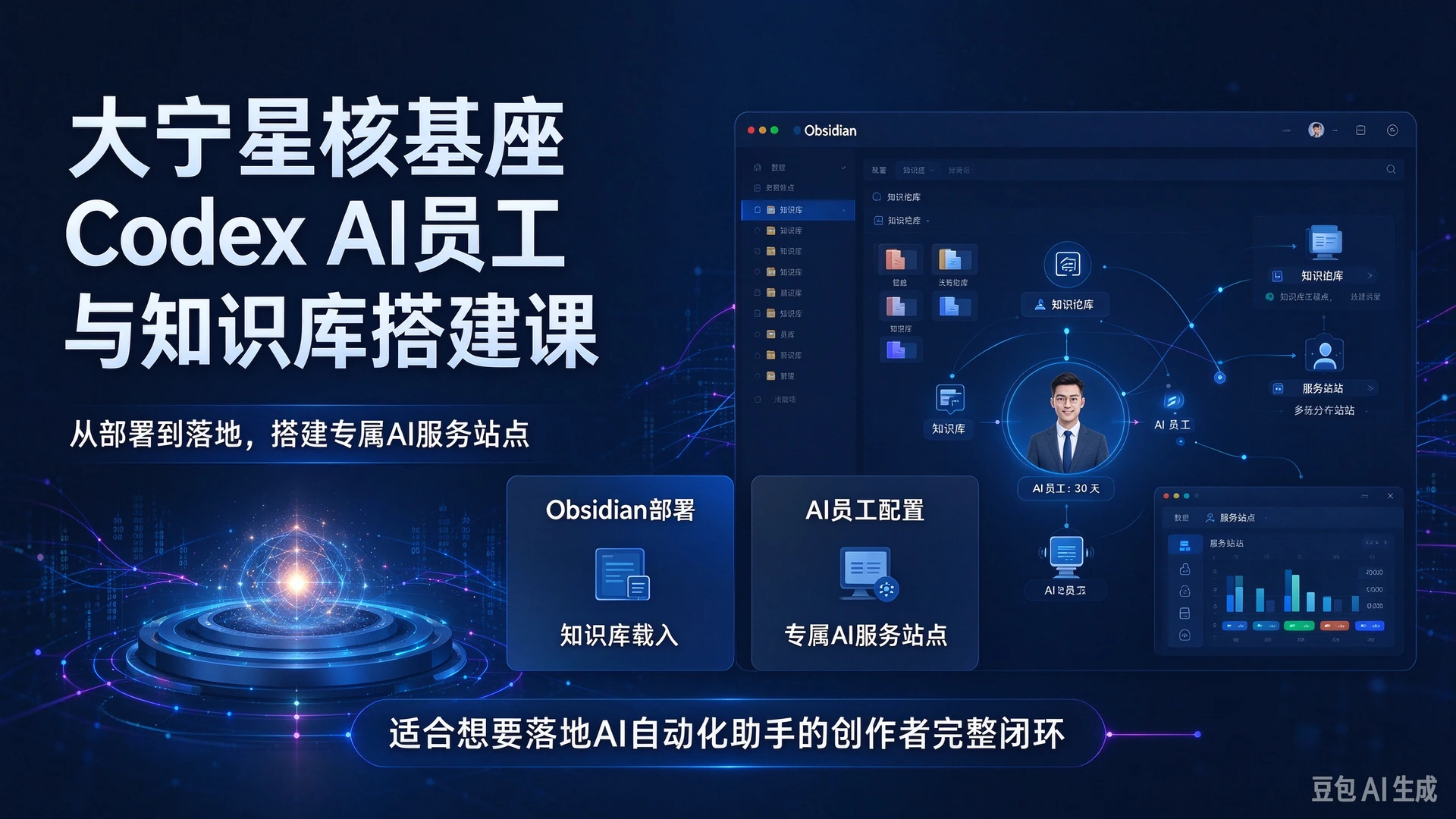 【精】大宁星核基座Codex AI员工与知识库搭建课，带你掌握Obsidian部署、知识库载入与AI员工配置，搭建专属AI服务站点，适合想要落地AI自动化助手的创作者的完整闭环-离锋创库