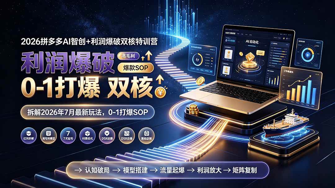 （19307期）2026拼多多AI智创+利润爆破双核特训营-拆解2026年7月最新玩法，0-1打爆SOP-离锋创库