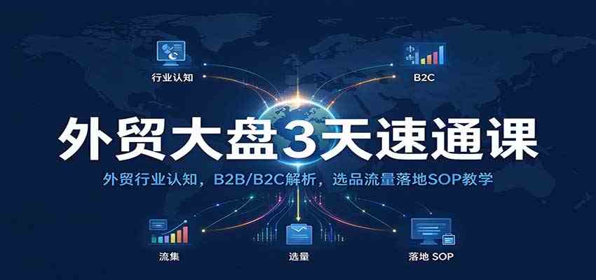 外贸大盘3天速通课:外贸行业认知,B2B/B2C解析,选品流量落地SOP教学-离锋创库