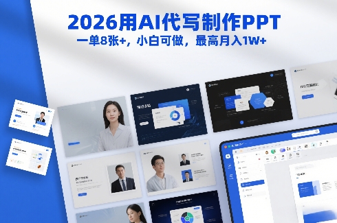 2026用AI代写制作PPT，一单8张+，小白可做，最高月入1W+-离锋创库