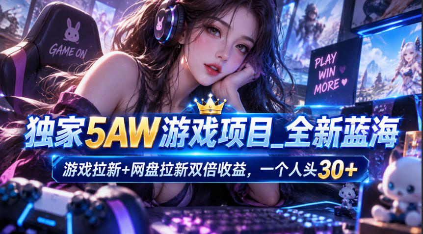 独家5AW游戏蓝海项目_游戏拉新+网盘拉新双倍收益,拉新一个30米-离锋创库