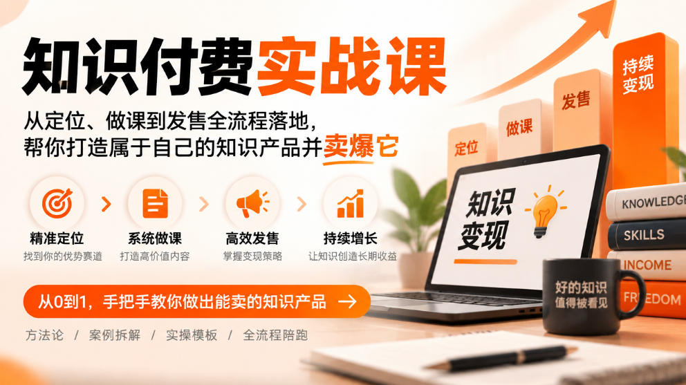 知识付费实战课：从定位、做课到发售全流程落地，帮你打造属于自己的知识产品并卖爆它-离锋创库