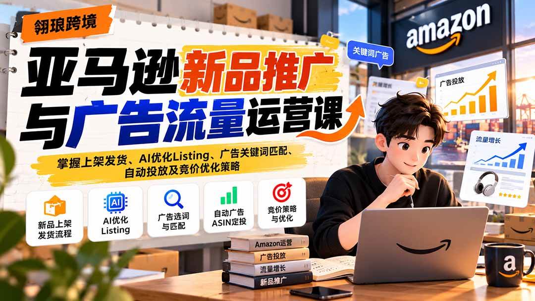 （21036期）亚马逊新品推广与广告流量运营课：掌握上架发货、AI优化Listing、广告关键词匹配、自动投放及竞价优化策略-离锋创库