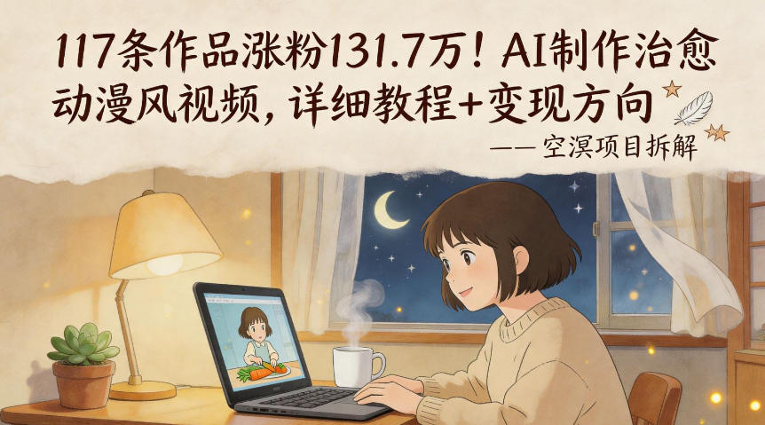 117条作品涨粉131.7W！AI制作治愈动漫风视频，详细教程+变现方向-离锋创库