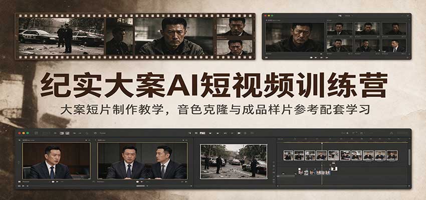 纪实大案AI短视频训练营:大案短片制作教学,音色克隆与成品样片参考配套学习-离锋创库