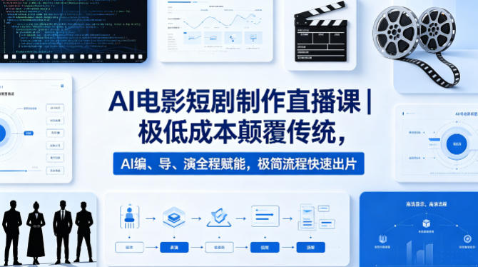 AI电影短剧制作直播课｜极低成本颠覆传统，AI编、导、演全程赋能，极简流程快速出片-离锋创库
