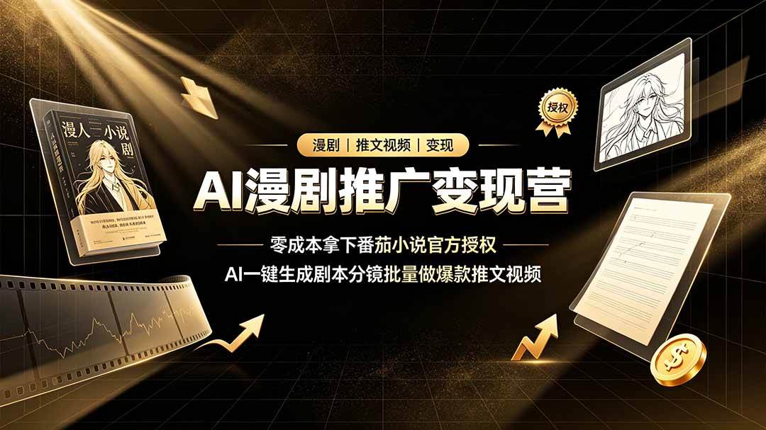 （19193期）AI漫剧推广变现营，零成本拿下番茄小说官方授权，AI一键生成剧本分镜批量做爆款推文视频-离锋创库