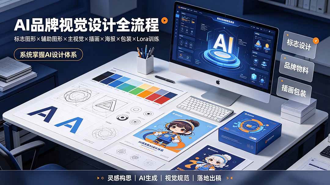 （19372期）AI品牌视觉设计全流程：标志图形×辅助图形×主视觉×插画×海报×包装×Lora训练，系统掌握AI设计体系-离锋创库