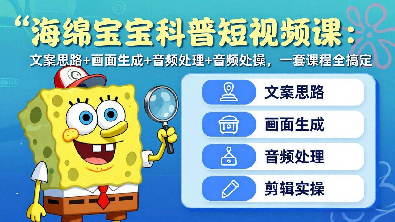 （17756期）海绵宝宝科普短视频课：文案思路+画面生成+音频处理+剪辑实操，一套课程全搞定-离锋创库