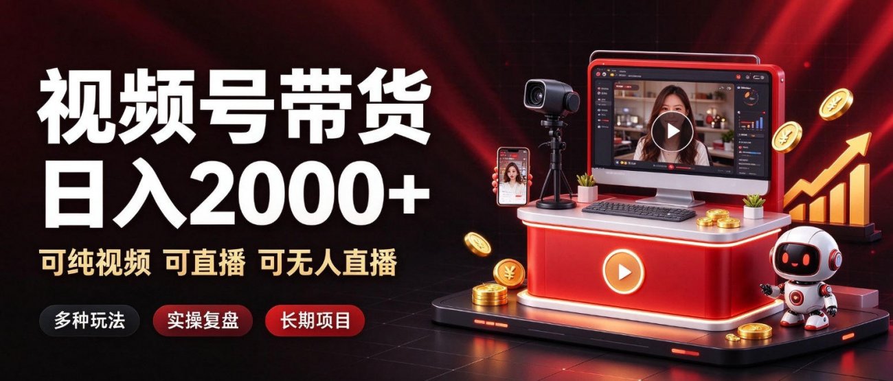 通过视频号带货日入2k+,可纯视频可直播可无人直播,多种玩法,长期项目【揭秘】-离锋创库