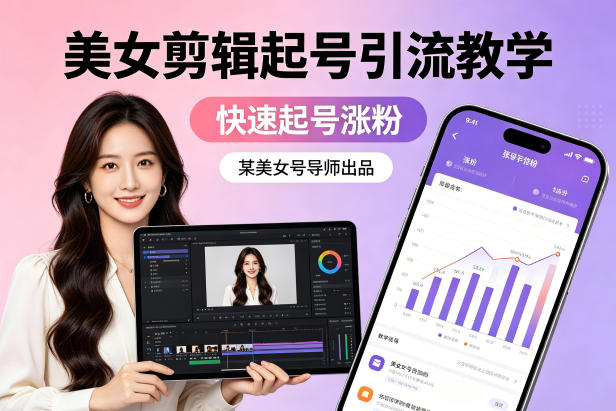 某美女号导师出品:美女剪辑起号引流教学,快速起号涨粉-离锋创库