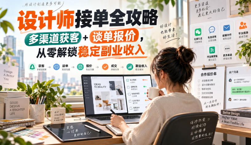 设计师接单全攻略-无水印，多渠道获客+谈单报价，从零解锁稳定副业收入-离锋创库