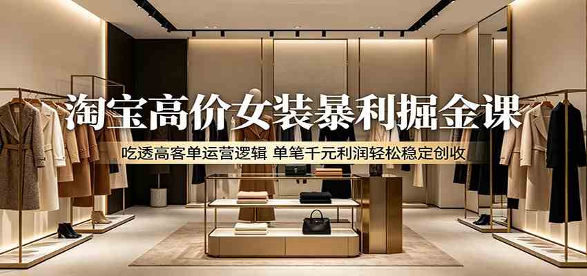 淘宝高价女装暴利掘金课:吃透高客单运营逻辑,单笔千元利润轻松稳定创收-离锋创库