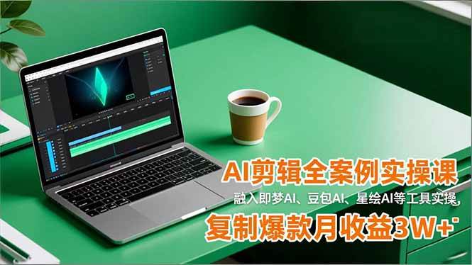 （16770期）AI剪辑全案例实操课，融入即梦AI、豆包AI、星绘AI等工具实操，复制爆款月收益3W+-离锋创库