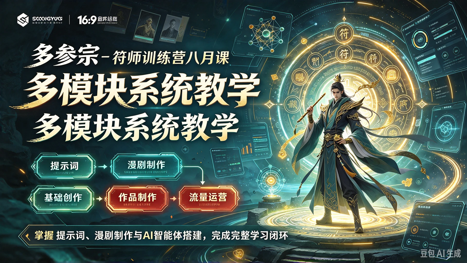 【精】多参宗 - 符师训练营八月课,多模块系统教学,掌握提示词、漫剧制作与AI智能体搭建,完成从基础创作到作品流量运营的完整学习闭环-离锋创库