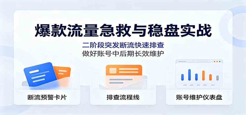 爆款流量急救与稳盘实战：二阶段突发断流快速排查，做好账号中后期长效维护-离锋创库