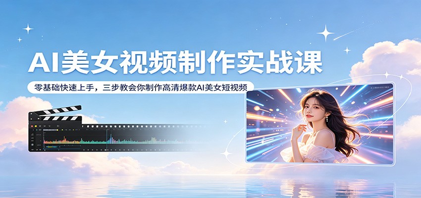 AI美女视频制作实战课：零基础快速上手，三步教会你制作高清爆款AI美女短视频-离锋创库