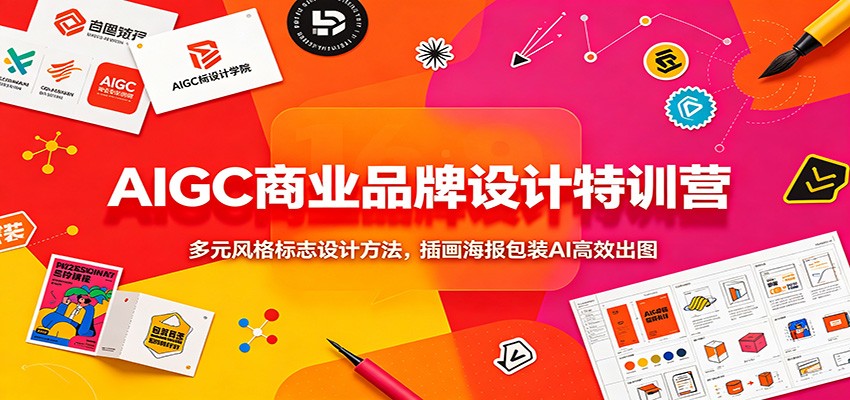 AIGC商业品牌设计特训营：多元风格标志设计方法，插画海报包装AI高效出图-离锋创库