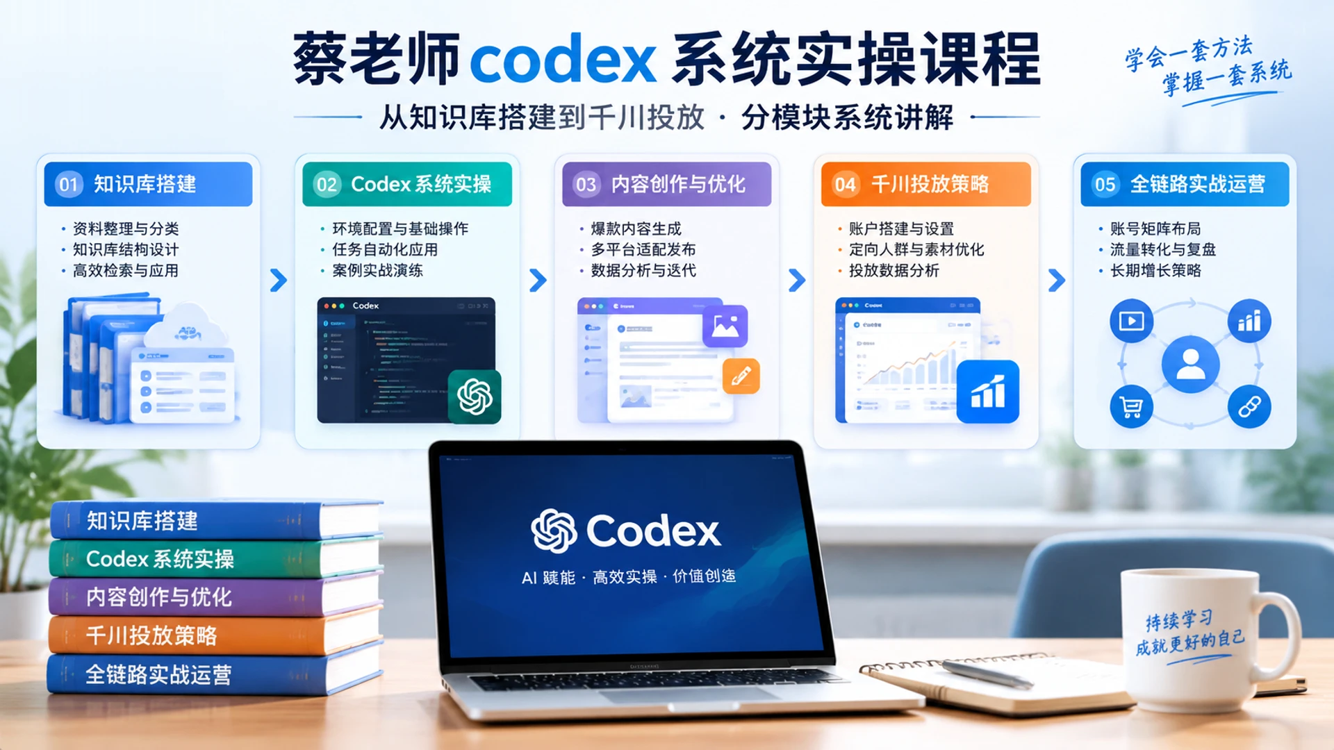 【精】蔡老师codex系统实操课程的内容强度，从知识库搭建到千川投放分模块系统讲解-离锋创库