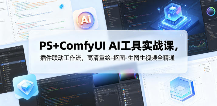 PS+ComfyUI AI工具实战课，插件联动工作流，高清重绘-抠图-生图生视频全精通-离锋创库