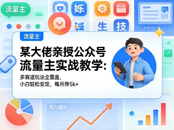 某大佬亲授公众号流量主实战教学：多赛道玩法全覆盖，小白轻松变现，每月多挣5k+-离锋创库