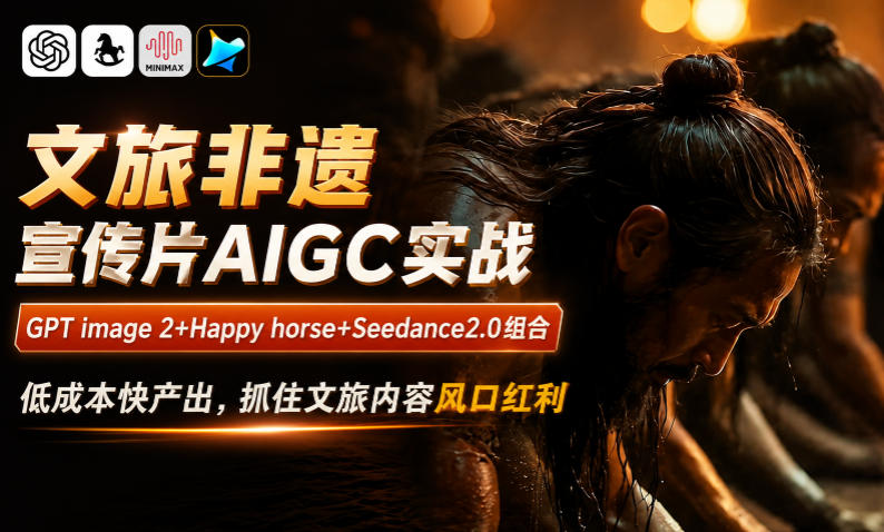文旅非遗宣传片AIGC实战，GPT image 2+Happy horse+Seedance2.0组合，低成本快产出，抓住文旅内容风口红利-离锋创库
