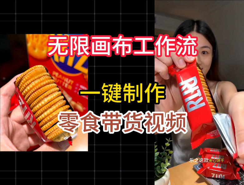 无限画布工作流一键制作零食带货视频，操作简单实操教学-离锋创库