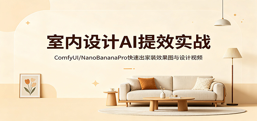 室内设计AI提效实战：ComfyUI/NanoBananaPro快速出家装效果图与设计视频-离锋创库